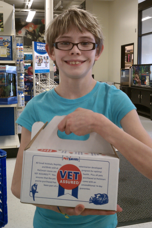 Ashar with hamster box from PetSmart