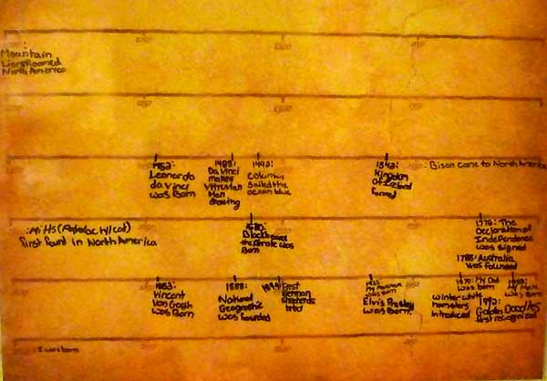 Detailed view of a timeline for homeschooling history