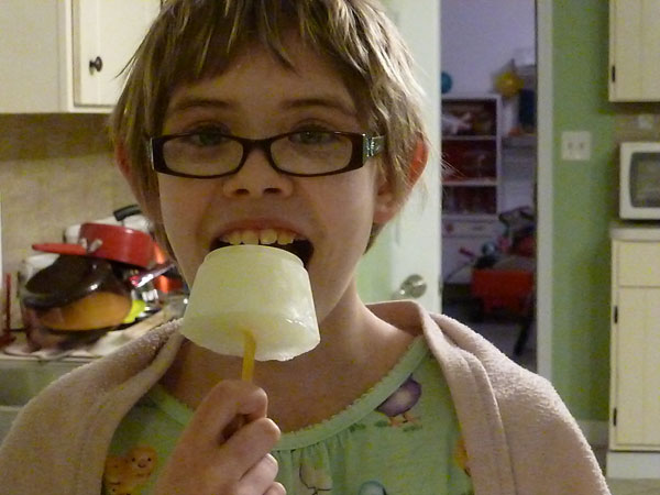 Eating a homemade ice pop