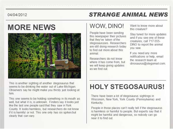 Homeschool newspaper project