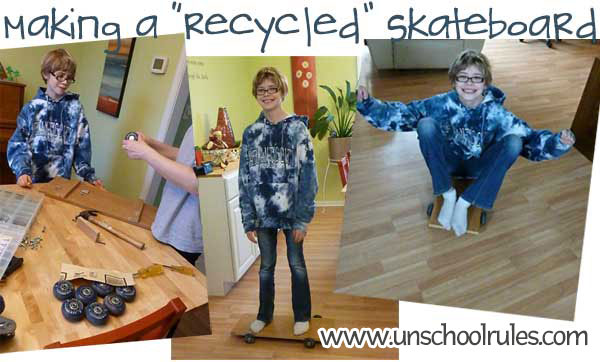 Making a homemade skateboard out of recycled materials