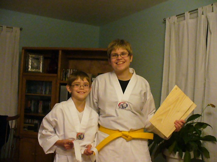 Family ready for tae kwon do class