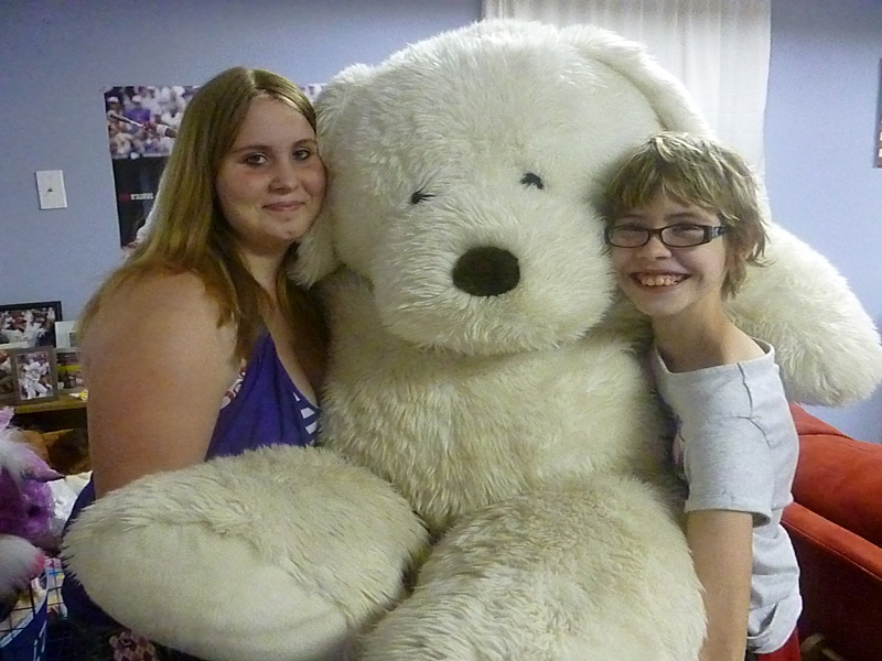 Gigantic stuffed dog named Dudley