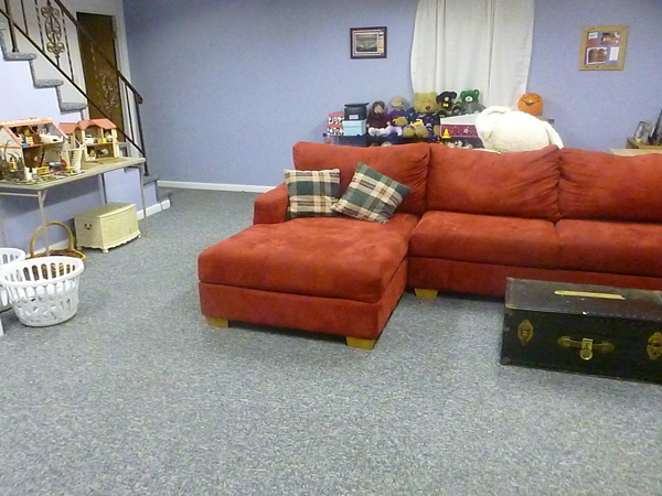 Homeschoolers' finished basement rec room