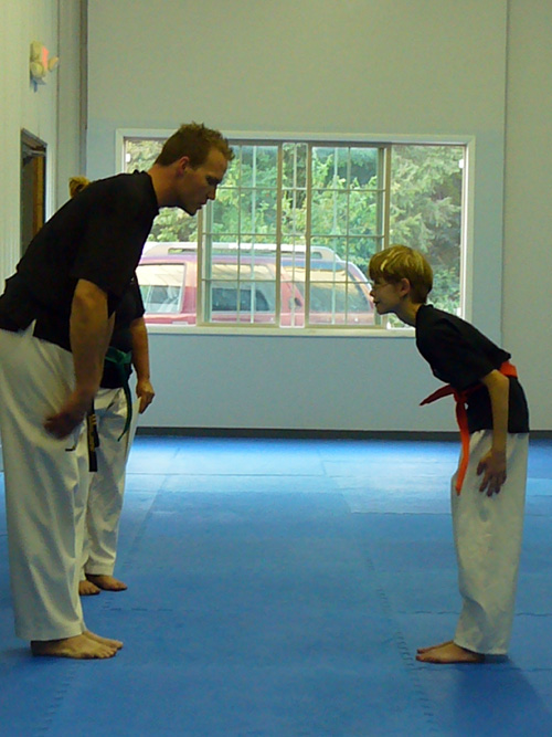 Testing for orange belt in tae kwon do