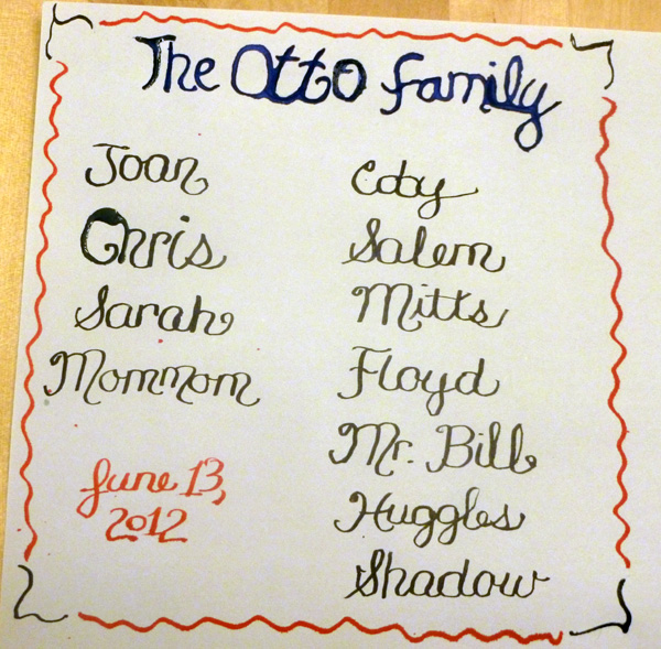 Family names in calligraphy