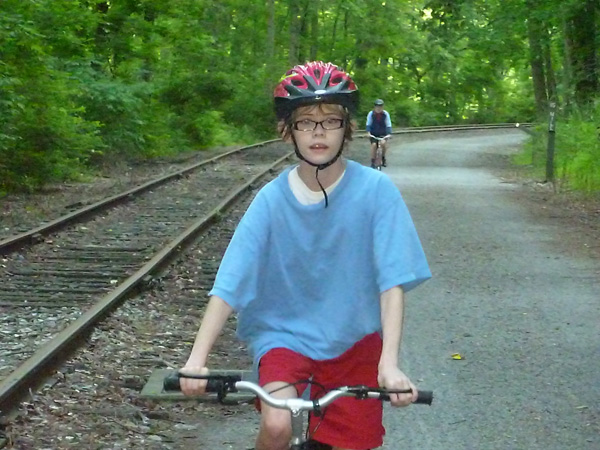 Biking on the Heritage Rail Trail County Park in York County, Pennsylvania