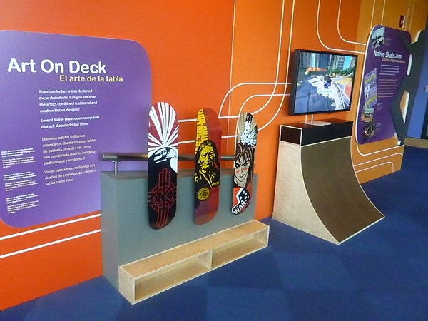 Native American-themed skateboards at the National Museum of the American Indian in Washington, D.C.