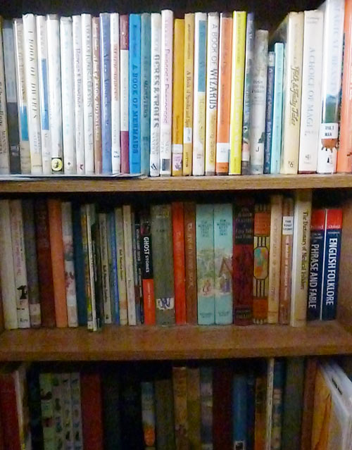 Bookshelf full of fairy tale books