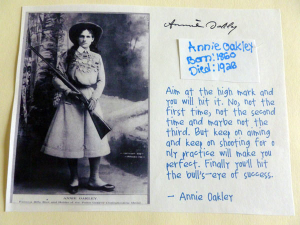 Information on Annie Oakley from homeschooling notebooking project