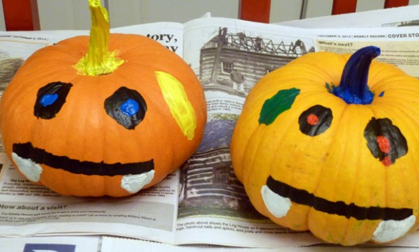 Painting pumpkins as a homeschool art project