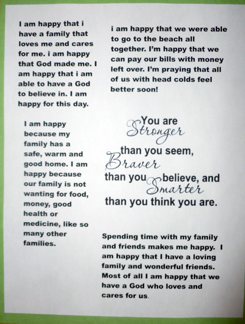 Gratitude sign for family fridge