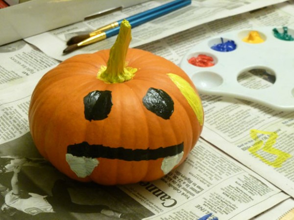 Painting pumpkins as a homeschool art project