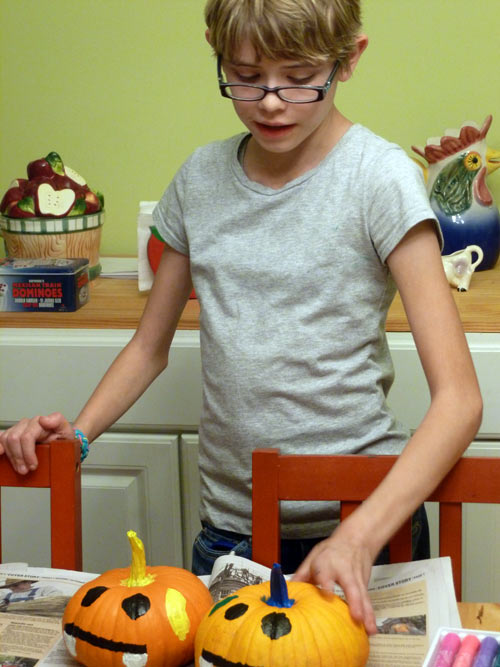 Painting pumpkins as a homeschool art project