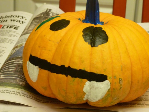 Painting pumpkins as a homeschool art project