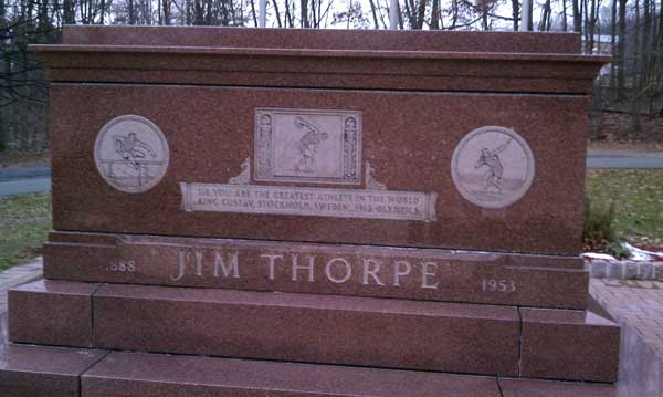 Jim Thorpe memorial in the town of Jim Thorpe, Pennsylvania, formerly known as Mauch Chunk