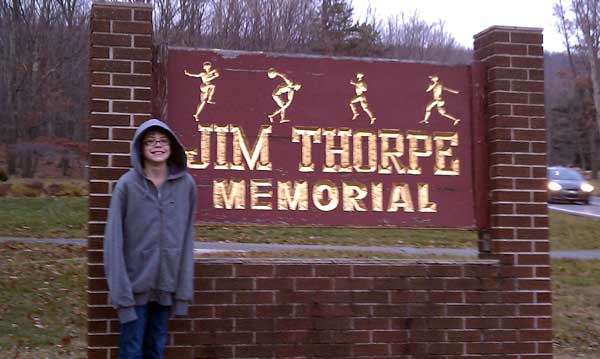 12-year-old Ashar at the Jim Thorpe memorial