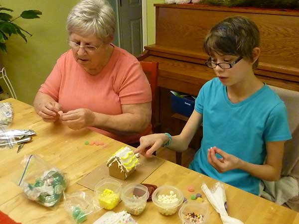 Making gingerbread houses from a kit