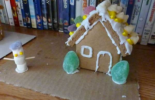 Scalloped cottage gingerbread house from a kit