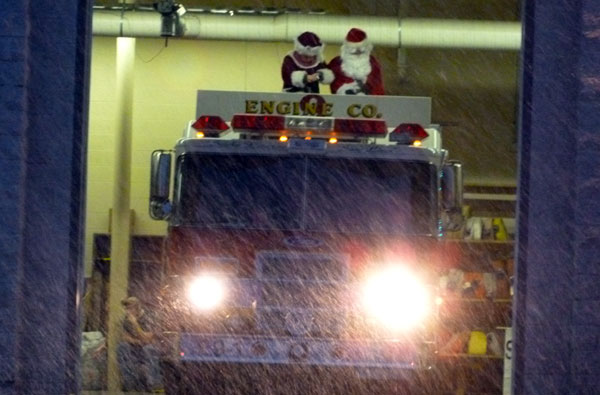 Santa Claus on firetruck