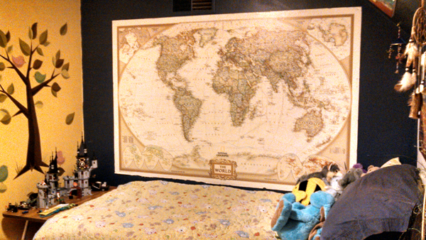 Gigantic map of the world mounted on foamboard