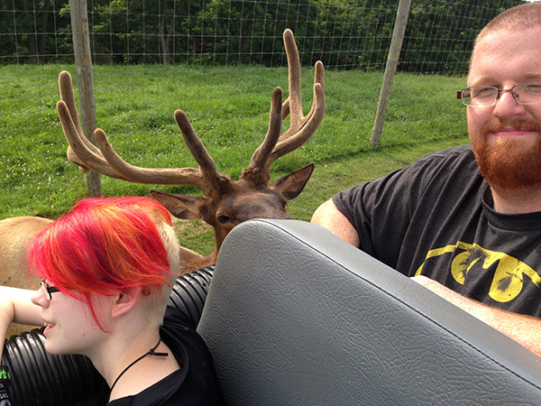 Also at Lake Tobias, on the safari tour: Ashar and Kaitlyn got a visit from an elk. 