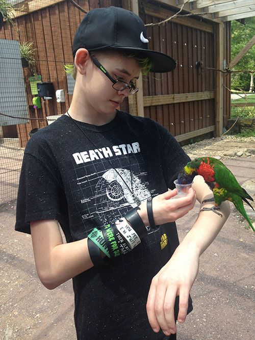 In July, we went to International Snake Day at the Lehigh Valley Zoo, and while there, Ashar and Kaitlyn fed these awesome rainbow lorikeets.