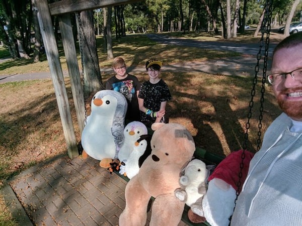 Unschooling in September 2017 on Unschool Rules: Selfie with friends at Shikellamy State Park. That was a LARGE swing.