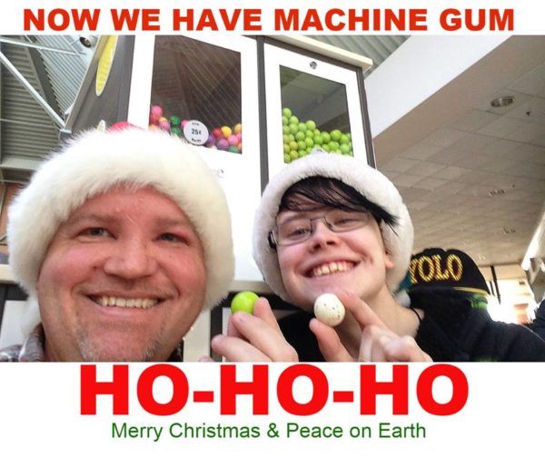 Unschooling in December 2017 on Unschool Rules: Chris and Ashar made this great holiday card, Die Hard and pun-style.