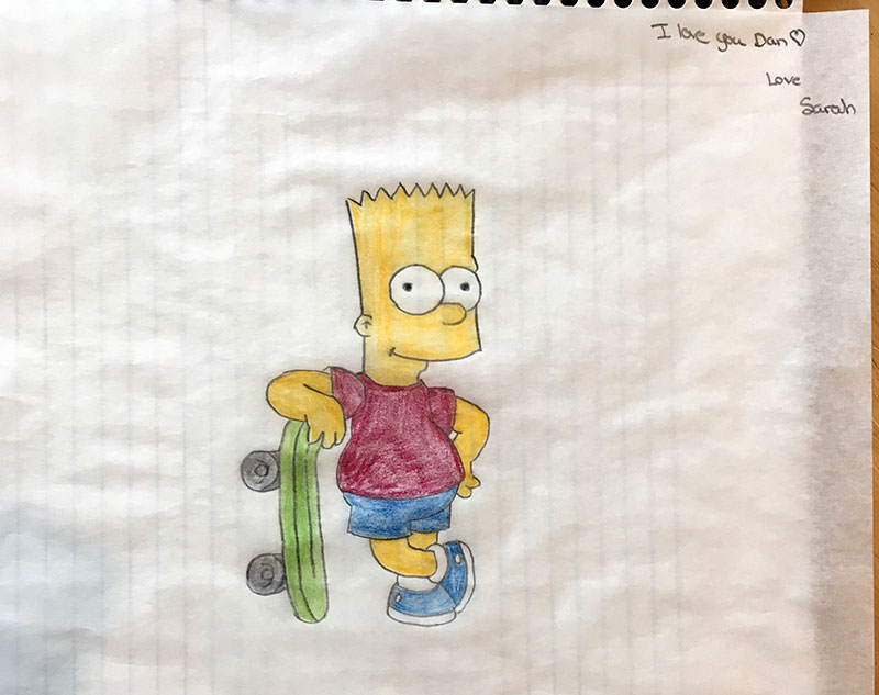 Unschooling in April 2018 on Unschool Rules: Bart Simpson art project.